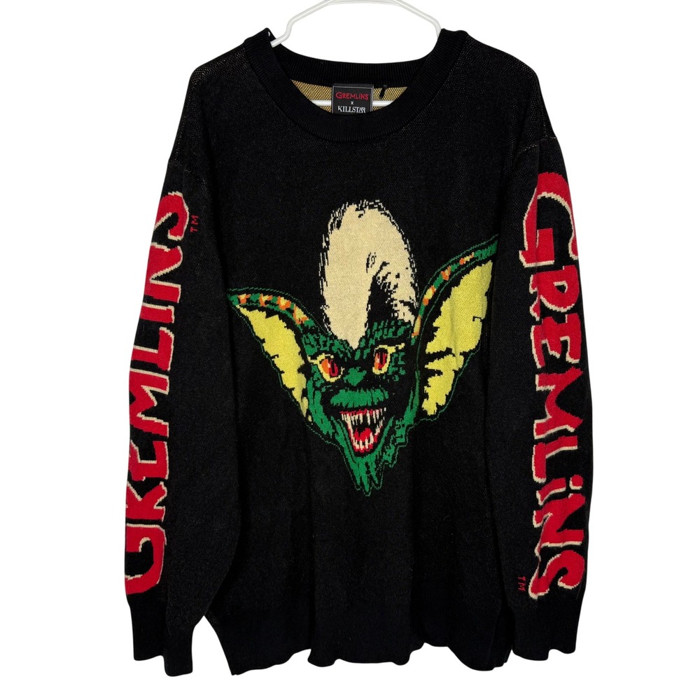 Killstar x Gremlins Stripe Graphic Knit Sweater Black Mens 4XL Limited Edition